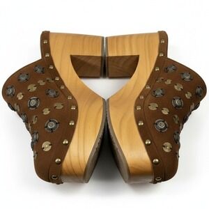 Free People Tan Studded Clogs